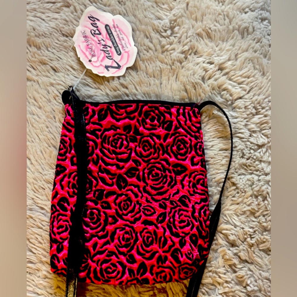 Pink Rose Print Purse